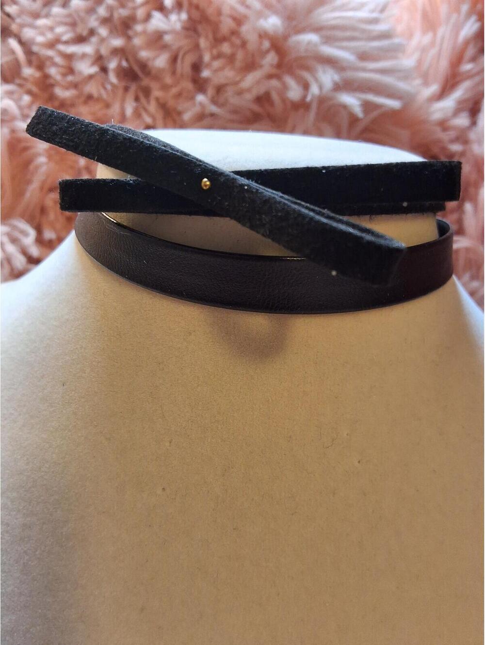 FAUX LEATHER AND FELT RIBBON CHOKER - Picture 1 of 1